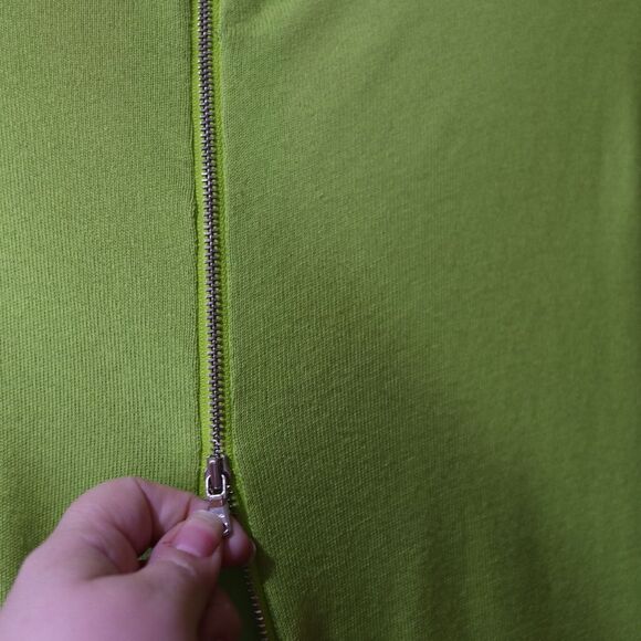 Kenneth Cole Lime Green Cardigan Exposed Zipper Sheer Back LG - Picture 9 of 16